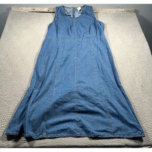 Newport News Denim Maxi‎ Dress Womens 18 Blue Sleeveless Scoop Neck Back Zip